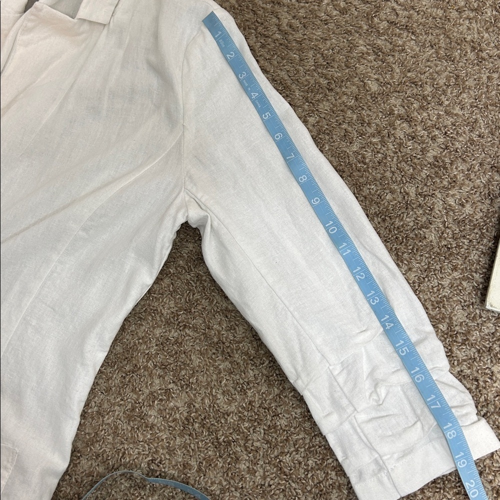 Halston Heritage White Linen Blend Blazer One Button Pockets M - Picture 9 of 9